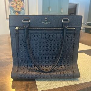 Kate Spade Blue Perforated Leather Tote Bag